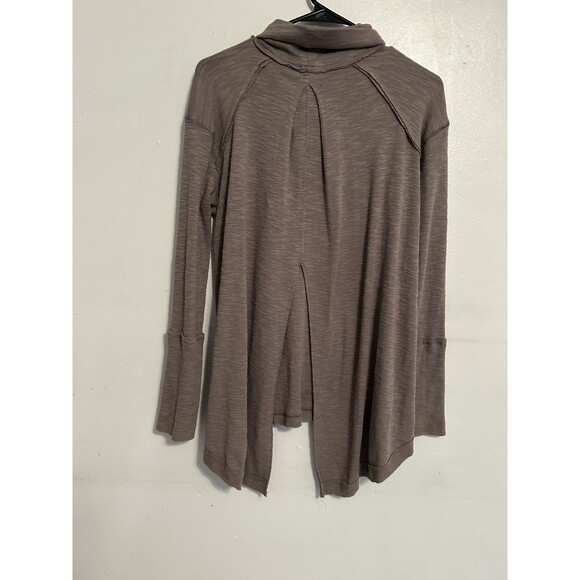 WE THE FREE BROWN COWL NECK Split Back Oversized Sweater Top Size Medium - Picture 4 of 7